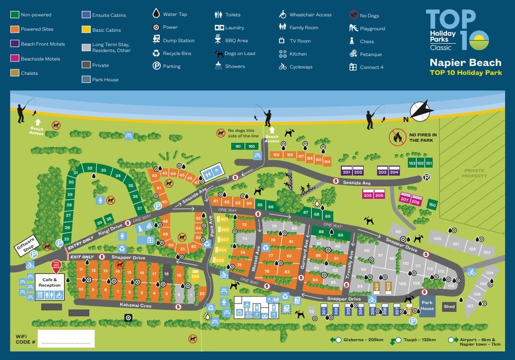 Park Map - Twin Parks Limited T/A Napier Beach TOP 10 Holiday Park